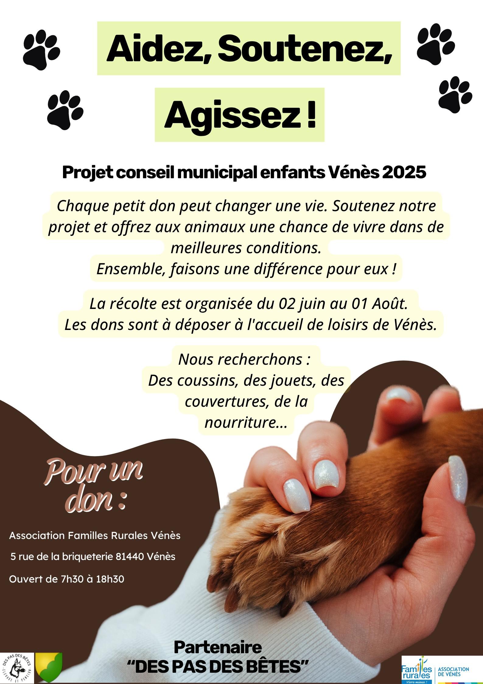 Appel aux dons pour les animaux