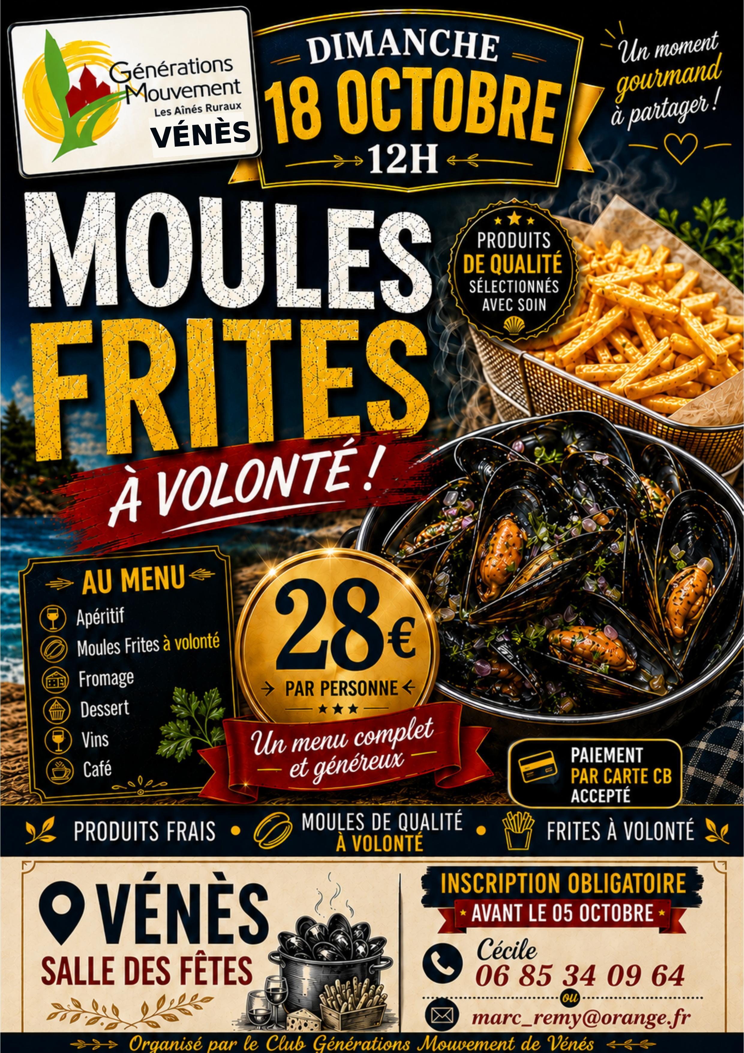 Repas moules frites 2026 Générations Mouvement